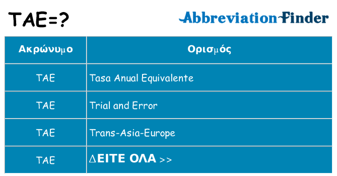 Τι σημαίνει tae ηρεμήσει