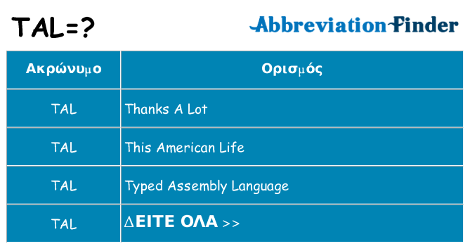 Τι σημαίνει tal ηρεμήσει