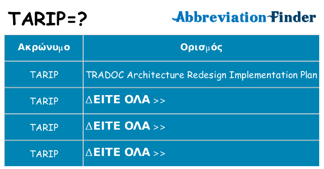 Τι σημαίνει tarip ηρεμήσει