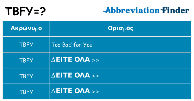 Τι σημαίνει tbfy ηρεμήσει