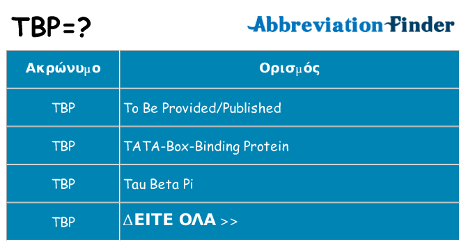 Τι σημαίνει tbp ηρεμήσει