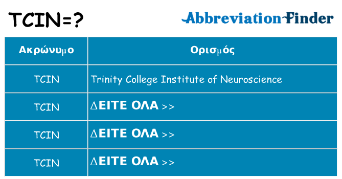 Τι σημαίνει tcin ηρεμήσει