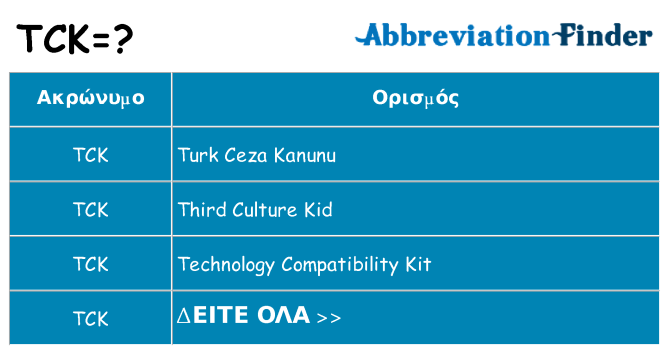 Τι σημαίνει tck ηρεμήσει