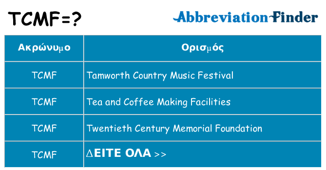 Τι σημαίνει tcmf ηρεμήσει
