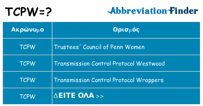 Τι σημαίνει tcpw ηρεμήσει