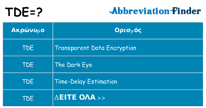 Τι σημαίνει tde ηρεμήσει