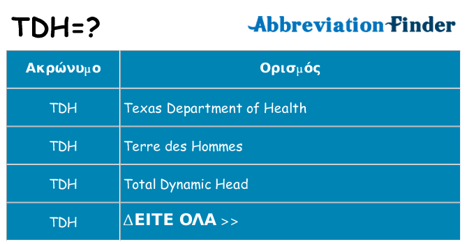 Τι σημαίνει tdh ηρεμήσει