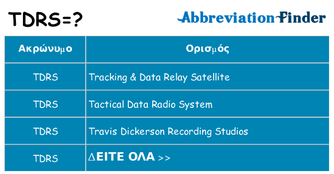 Τι σημαίνει tdrs ηρεμήσει