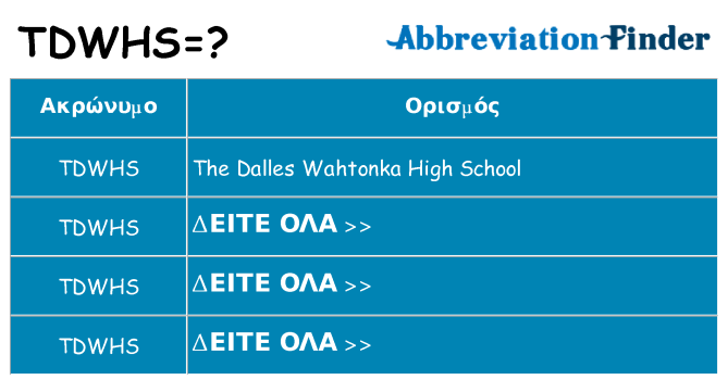Τι σημαίνει tdwhs ηρεμήσει