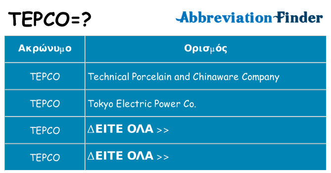 Τι σημαίνει tepco ηρεμήσει