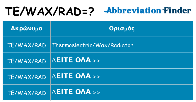 Τι σημαίνει tewaxrad ηρεμήσει