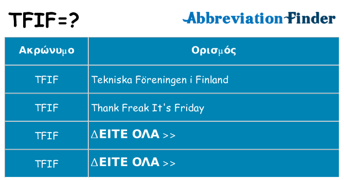 Τι σημαίνει tfif ηρεμήσει