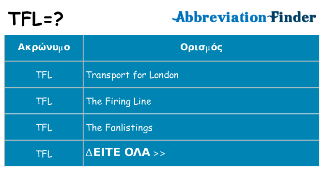 Τι σημαίνει tfl ηρεμήσει