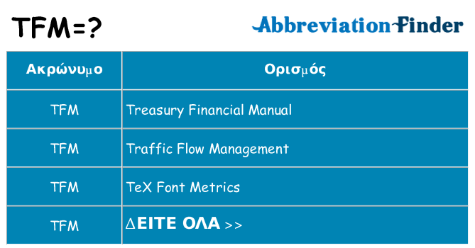 Τι σημαίνει tfm ηρεμήσει
