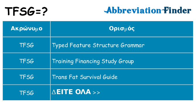 Τι σημαίνει tfsg ηρεμήσει