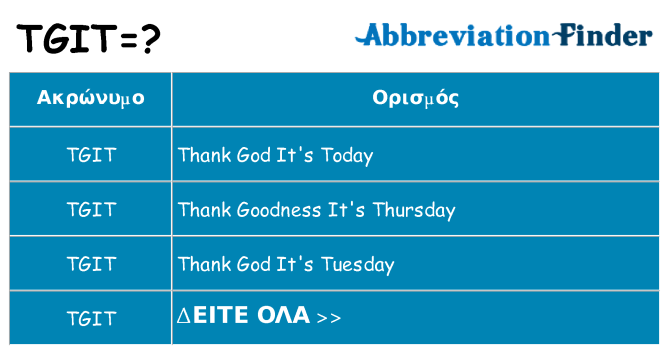 Τι σημαίνει tgit ηρεμήσει