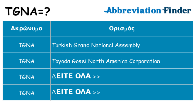 Τι σημαίνει tgna ηρεμήσει