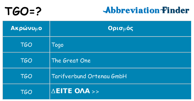 Τι σημαίνει tgo ηρεμήσει