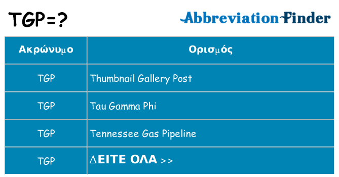 Τι σημαίνει tgp ηρεμήσει