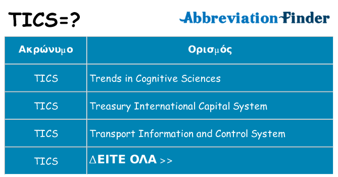 Τι σημαίνει tics ηρεμήσει