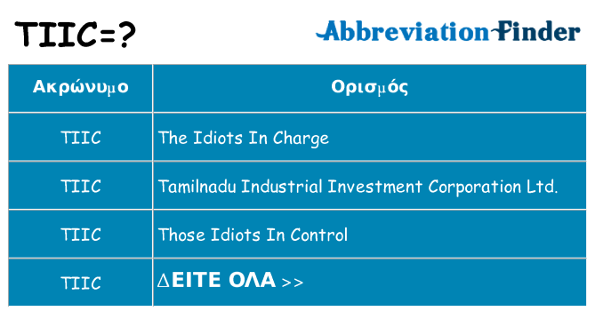 Τι σημαίνει tiic ηρεμήσει