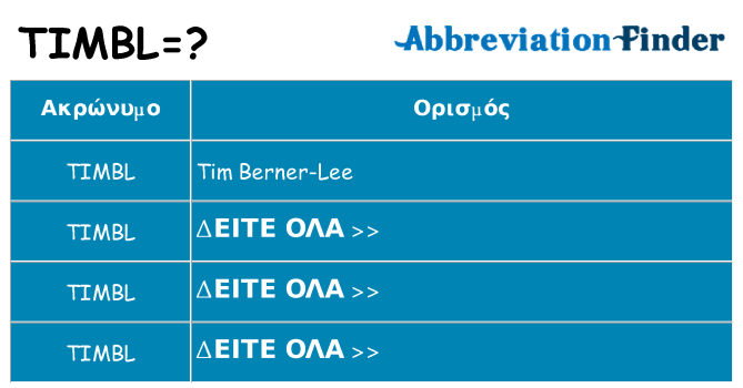 Τι σημαίνει timbl ηρεμήσει
