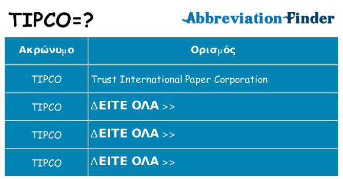 Τι σημαίνει tipco ηρεμήσει