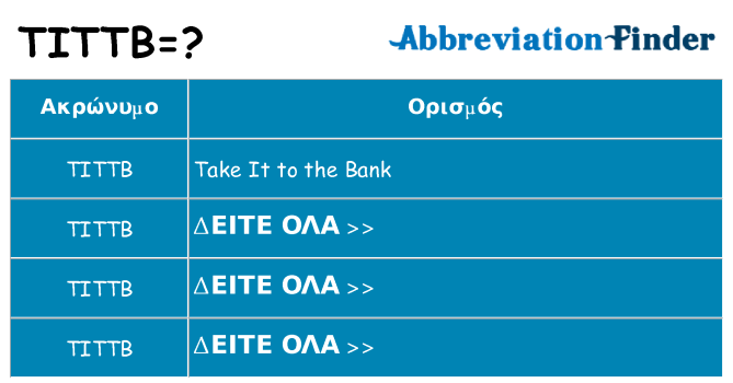 Τι σημαίνει tittb ηρεμήσει