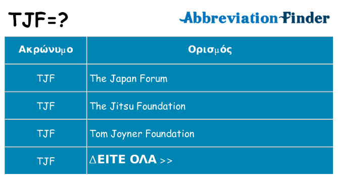 Τι σημαίνει tjf ηρεμήσει
