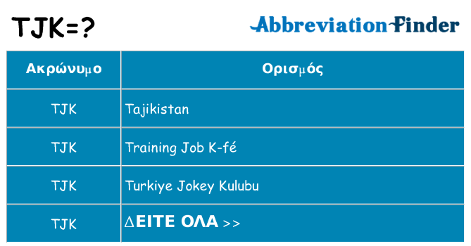 Τι σημαίνει tjk ηρεμήσει