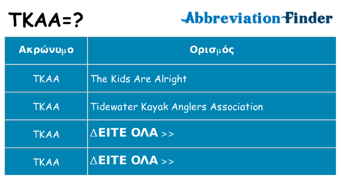 Τι σημαίνει tkaa ηρεμήσει