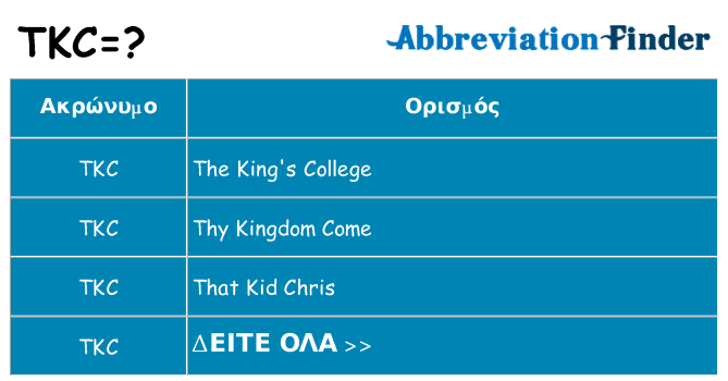 Τι σημαίνει tkc ηρεμήσει