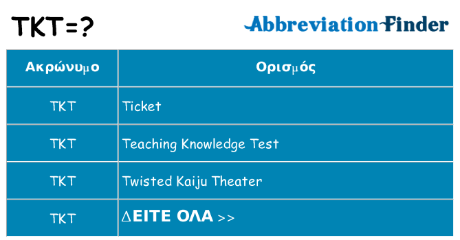 Τι σημαίνει tkt ηρεμήσει