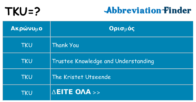Τι σημαίνει tku ηρεμήσει