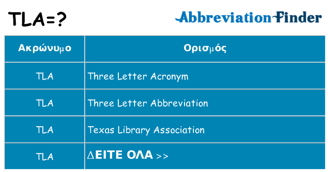 Τι σημαίνει tla ηρεμήσει