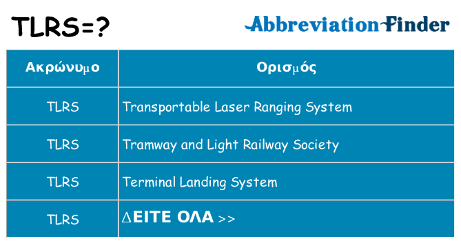 Τι σημαίνει tlrs ηρεμήσει