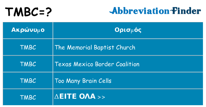 Τι σημαίνει tmbc ηρεμήσει