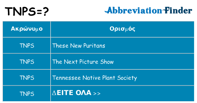 Τι σημαίνει tnps ηρεμήσει