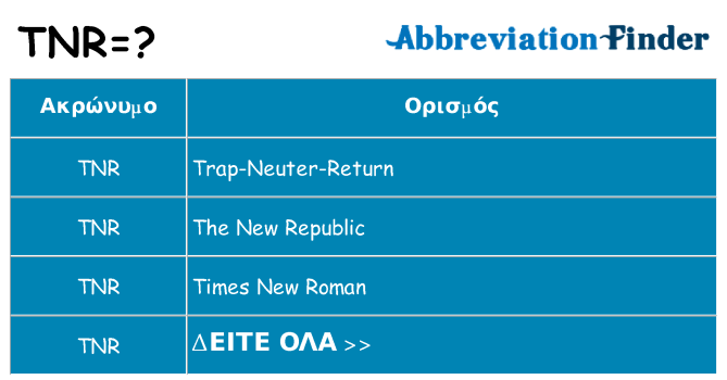Τι σημαίνει tnr ηρεμήσει
