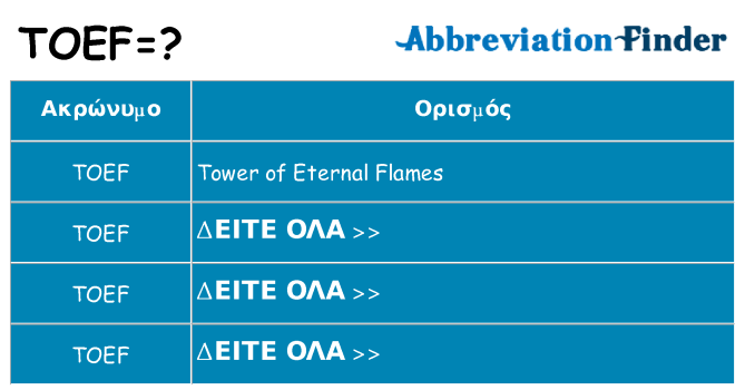 Τι σημαίνει toef ηρεμήσει