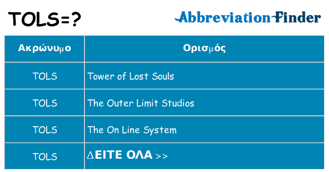 Τι σημαίνει tols ηρεμήσει