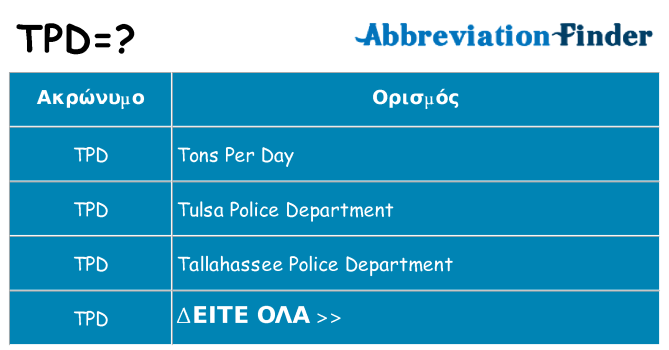 Τι σημαίνει tpd ηρεμήσει