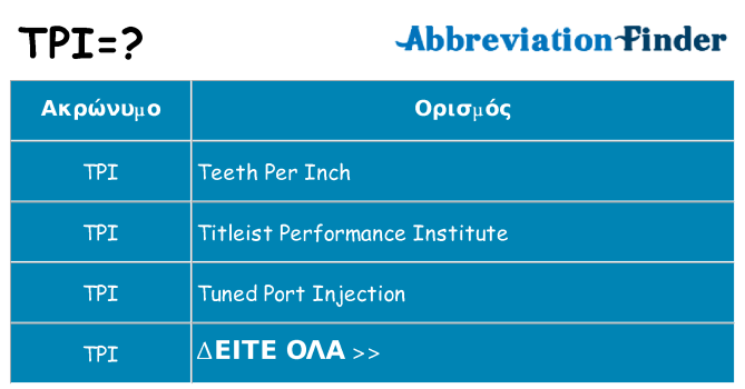 Τι σημαίνει tpi ηρεμήσει