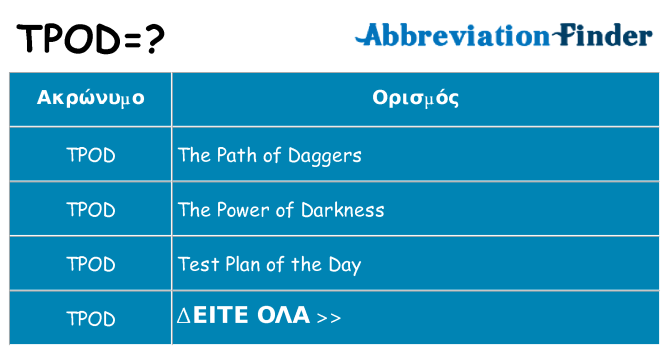 Τι σημαίνει tpod ηρεμήσει