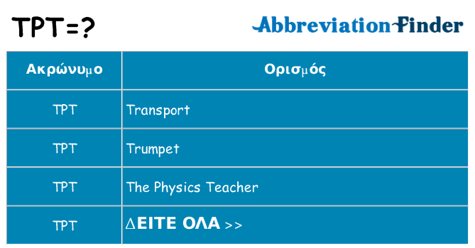 Τι σημαίνει tpt ηρεμήσει