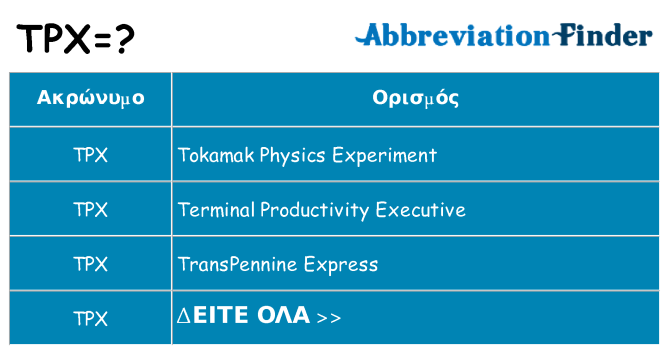 Τι σημαίνει tpx ηρεμήσει