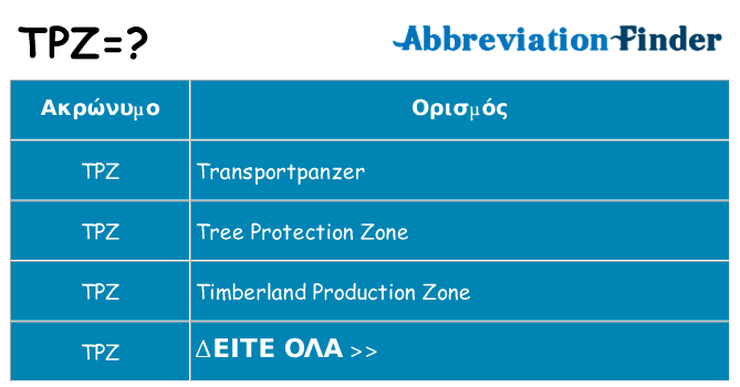 Τι σημαίνει tpz ηρεμήσει