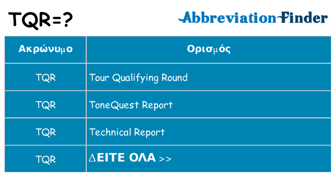 Τι σημαίνει tqr ηρεμήσει