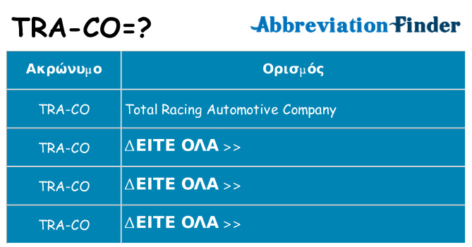 Τι σημαίνει tra-co ηρεμήσει