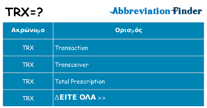 Τι σημαίνει trx ηρεμήσει
